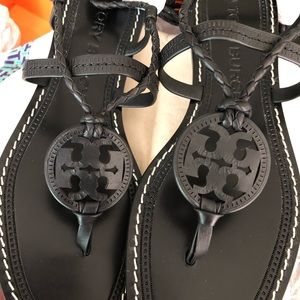 Tory Burch Miller Braided Ankle-Wrap Sandal